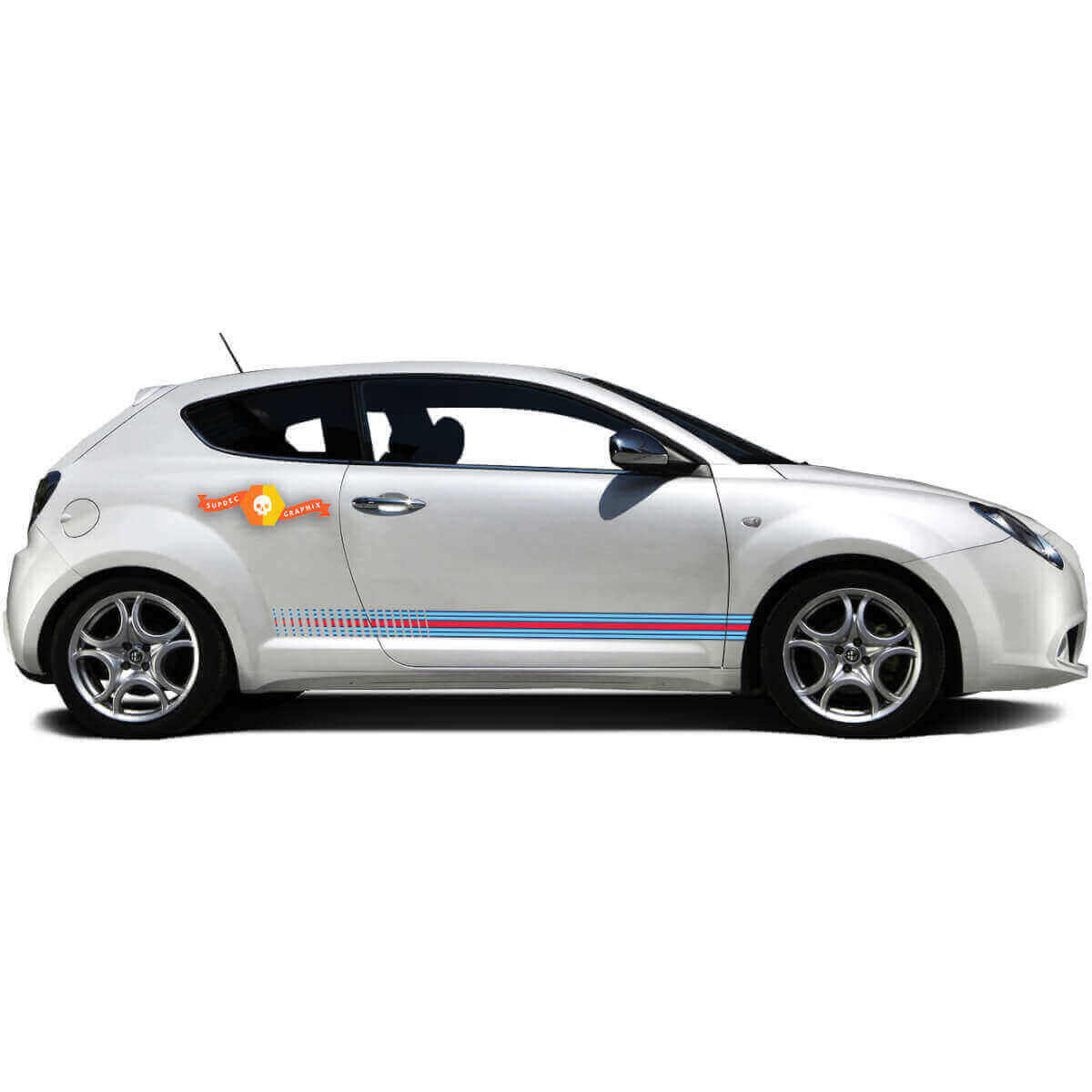 Kit d'autocollants vinyle bandes latérales style course stroboscopique pour Alfa Romeo