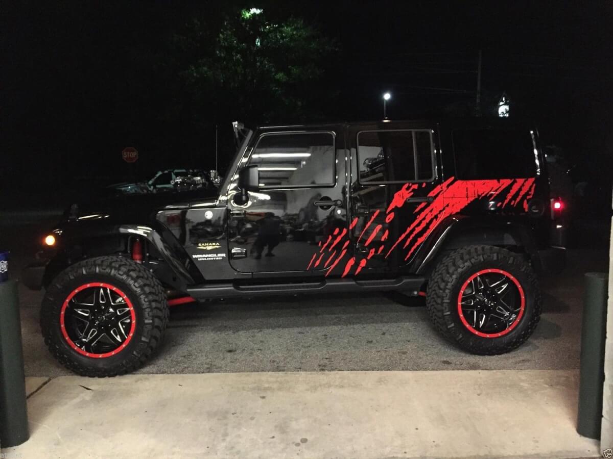 Kit d'autocollants en vinyle graphiques latéraux anti-boue pour Jeep Wrangler Unlimited