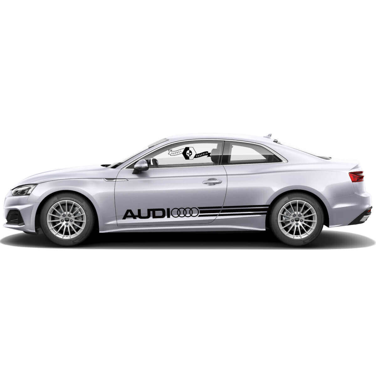 Kit d'autocollants vinyle bandes latérales de marque pour Audi A5