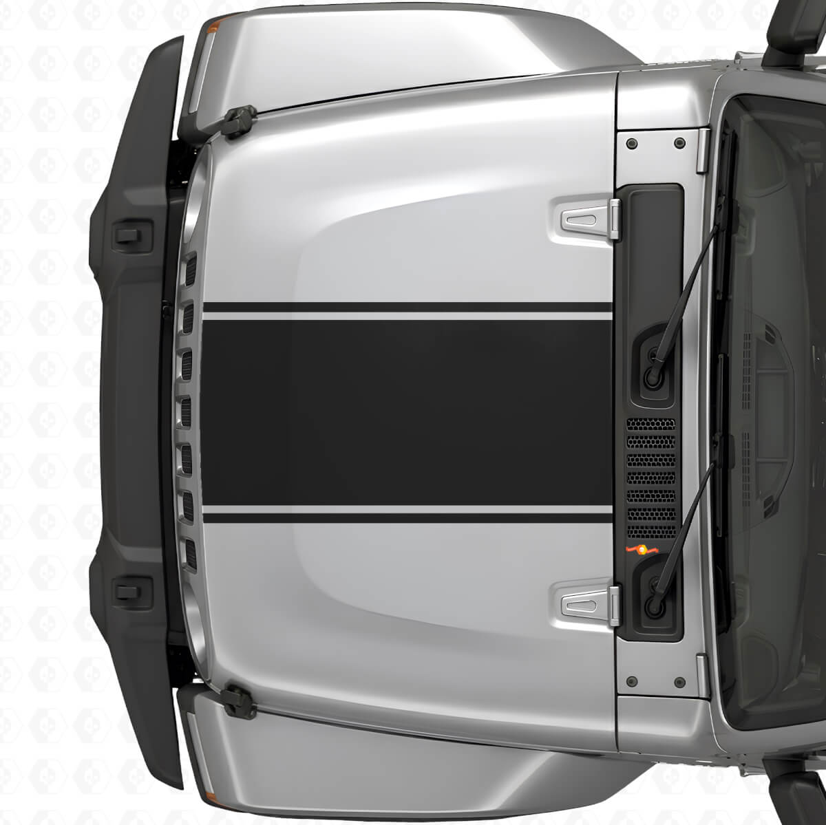Bande Autocollante Centrale en Vinyle pour Capot Jeep Wrangler 2007+
