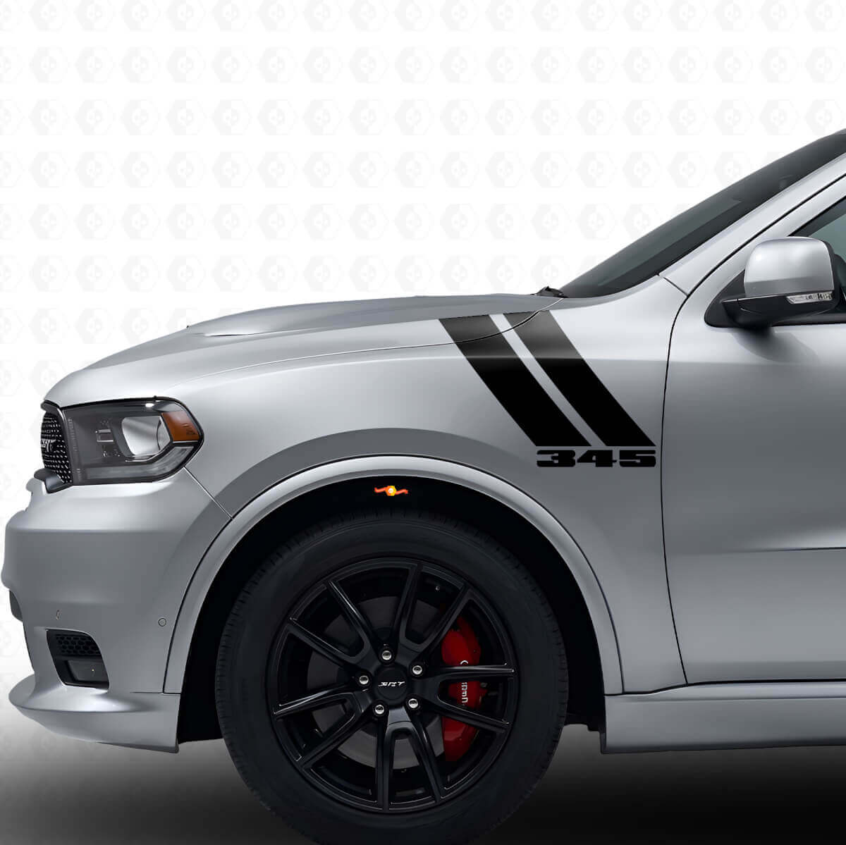 Kit de décalcomanies en vinyle à double bandes 345 pour ailes avant Dodge Durango 2011+