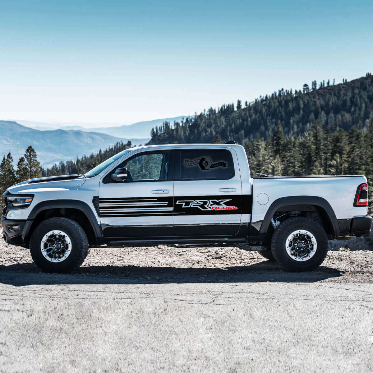 Kit de décalques en vinyle bandes latérales de porte TRX Rebel pour Dodge Ram Rebel 2021+