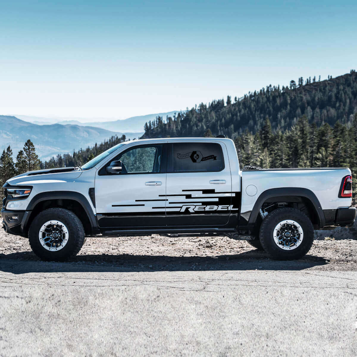 Kit d'autocollants en vinyle à rayures latérales en échelle pour Dodge Ram Rebel TRX 2021+