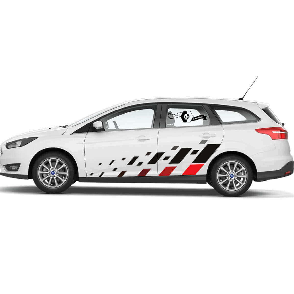 Kit de décalcomanies en vinyle à rayures de porte style damier pour Musclecar Focus