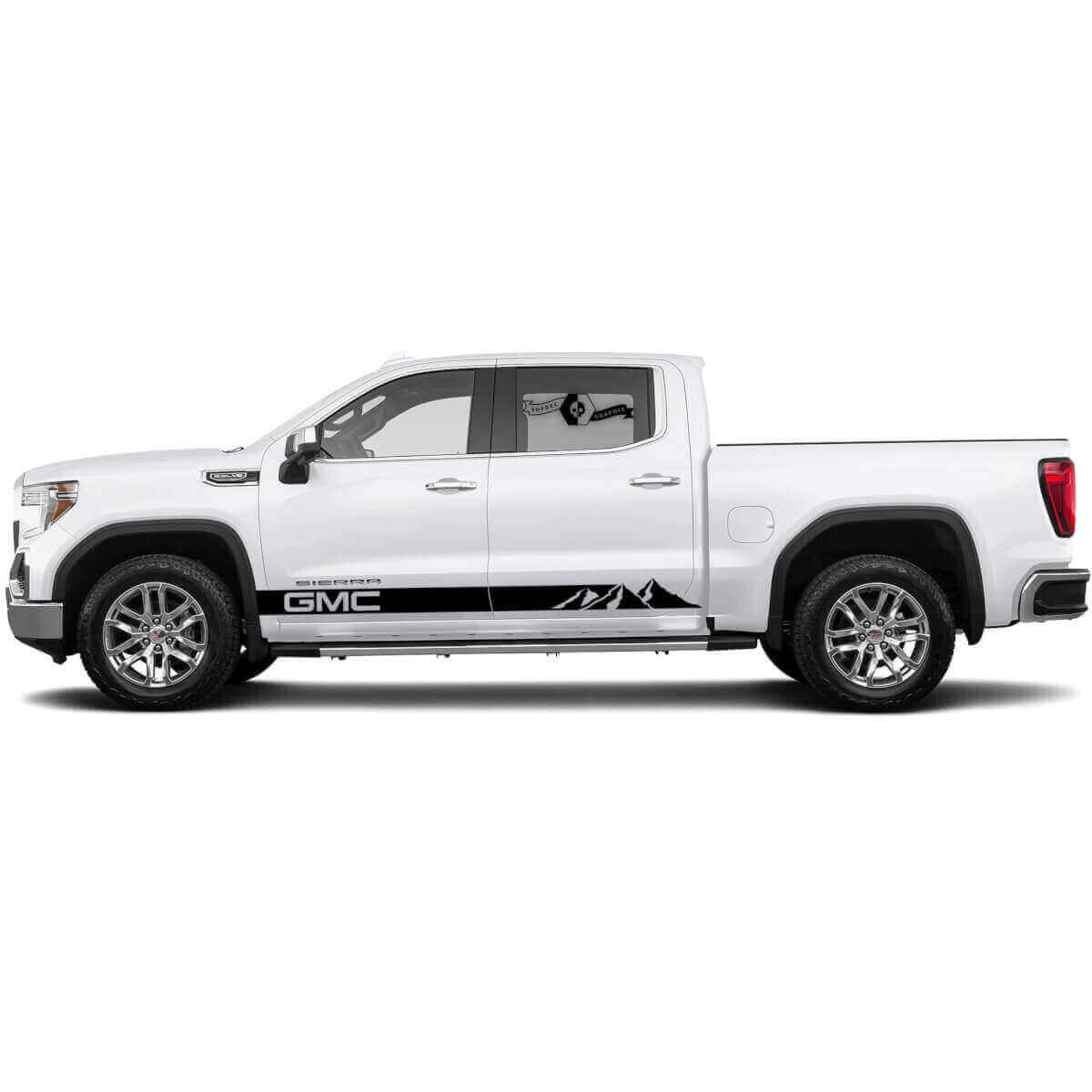 Kit de décalcomanies en vinyle bandes latérales style montagne pour GMC Sierra