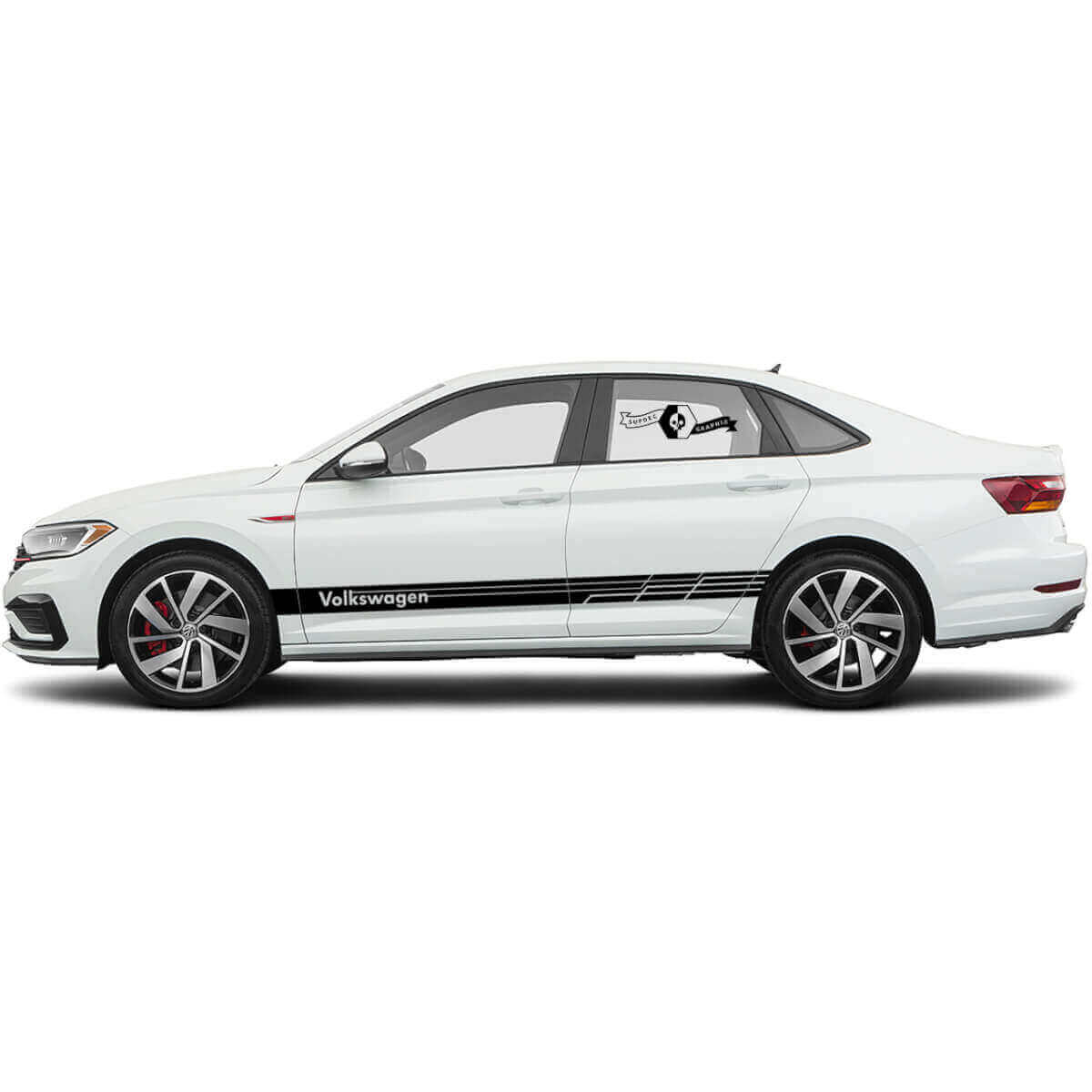 Autocollant en vinyle avec lettrage de marque et logo pour bandes latérales Volkswagen Jetta