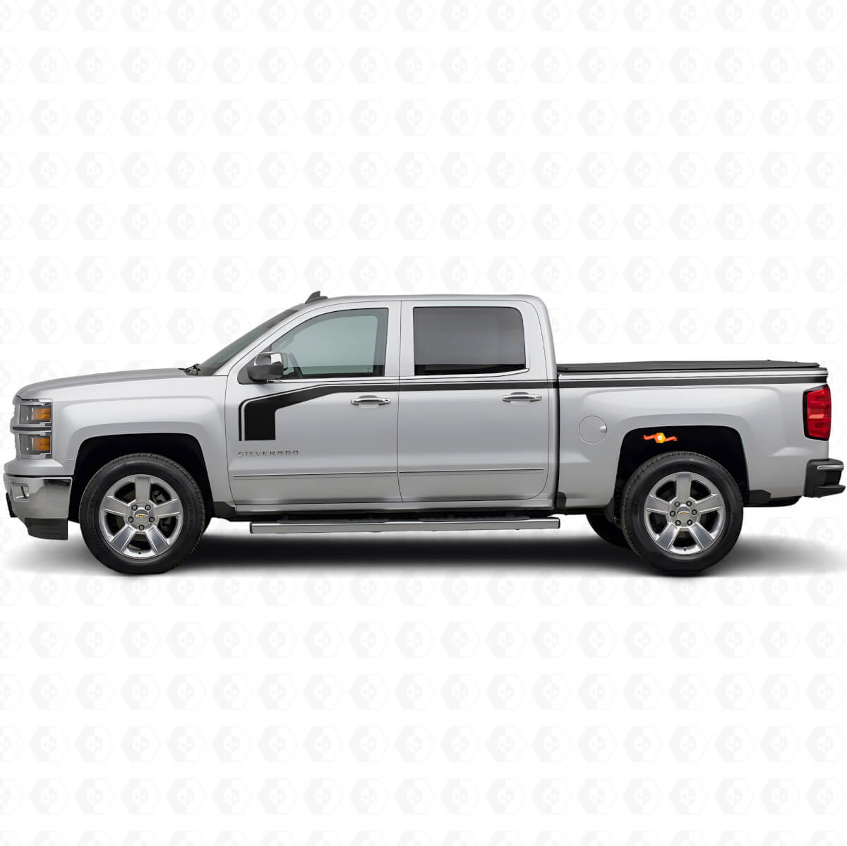 Kit de décalcomanies latérales en vinyle avec contour supérieur style crosse de hockey pour Chevy Silverado 1500 2014+