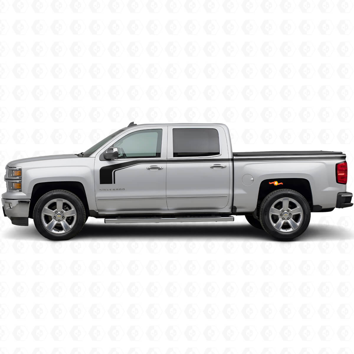 Kit de décalques latéraux en vinyle style crosse de hockey avec contour inférieur pour Chevy Silverado 1500 2014+