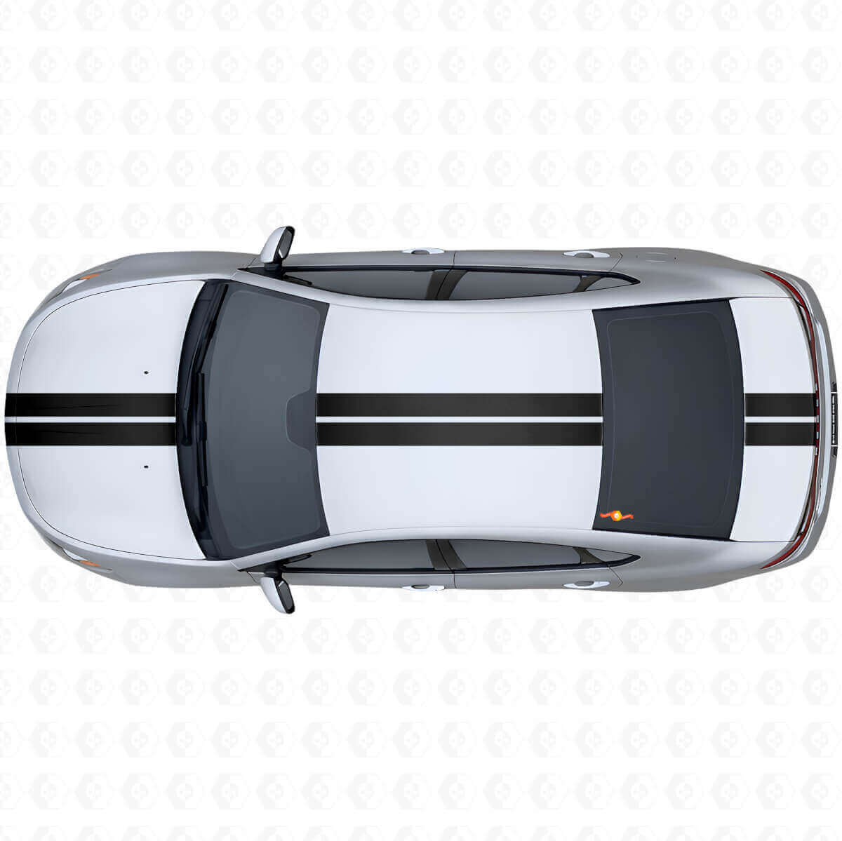 Kit de décalcomanies en vinyle avec bandes centrales doubles en contour pour la partie supérieure côté pour Dodge Dart 2013+