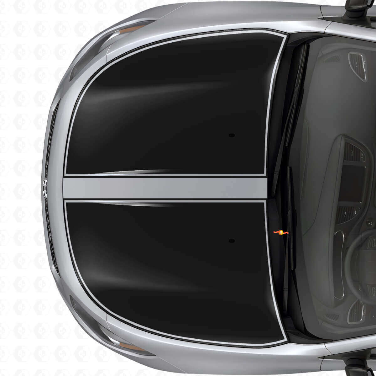 Ensemble d'autocollants en vinyle avec bandes noires en contour double pour capot Dodge Dart 2013+