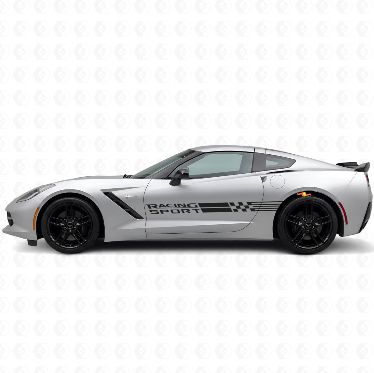 Ensemble d'autocollants en vinyle à rayures latérales damier pour Chevy Corvette Racing Sport