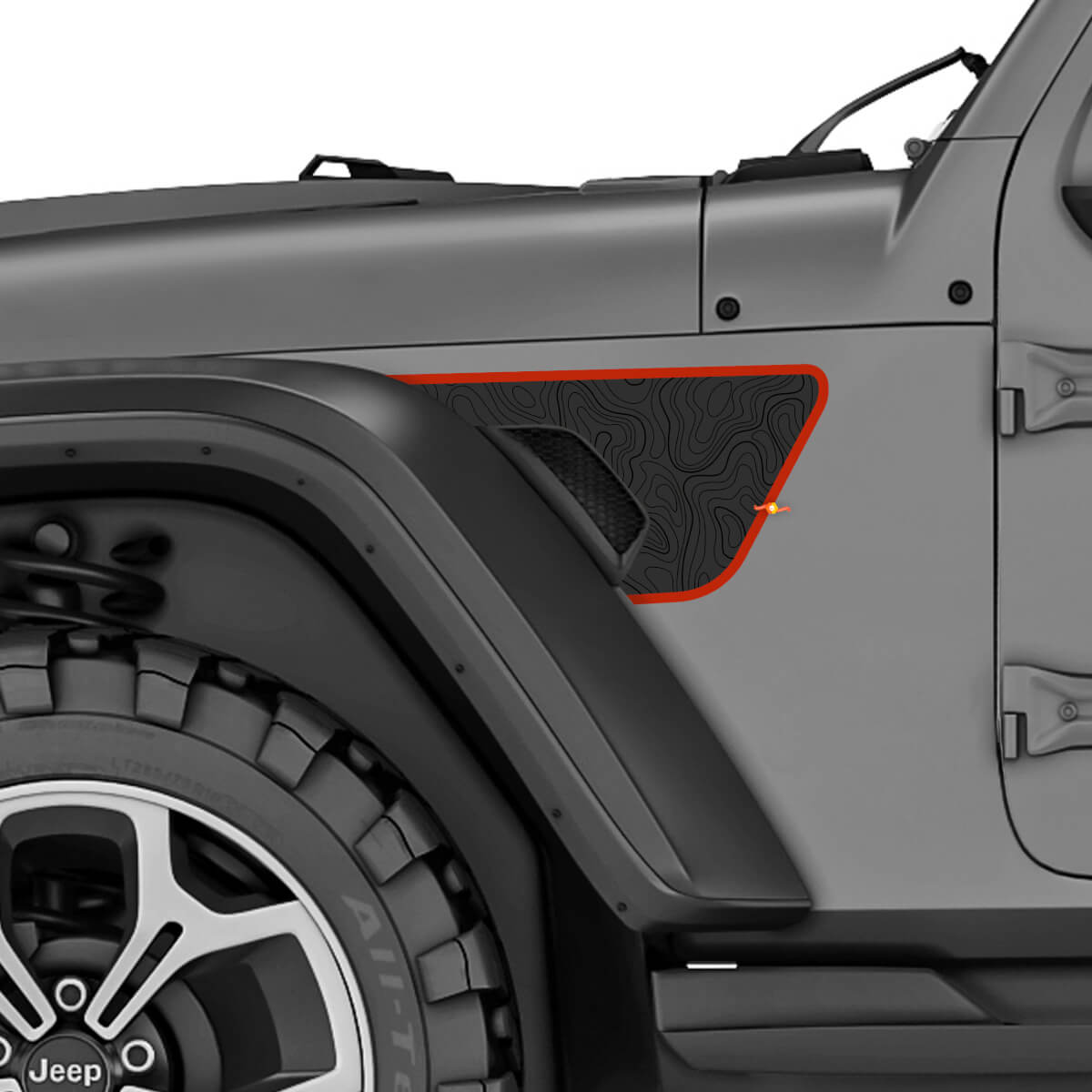 Kit de décalque vinyle de ventilation d’aile carte topographique pour Jeep Wrangler Rubicon
