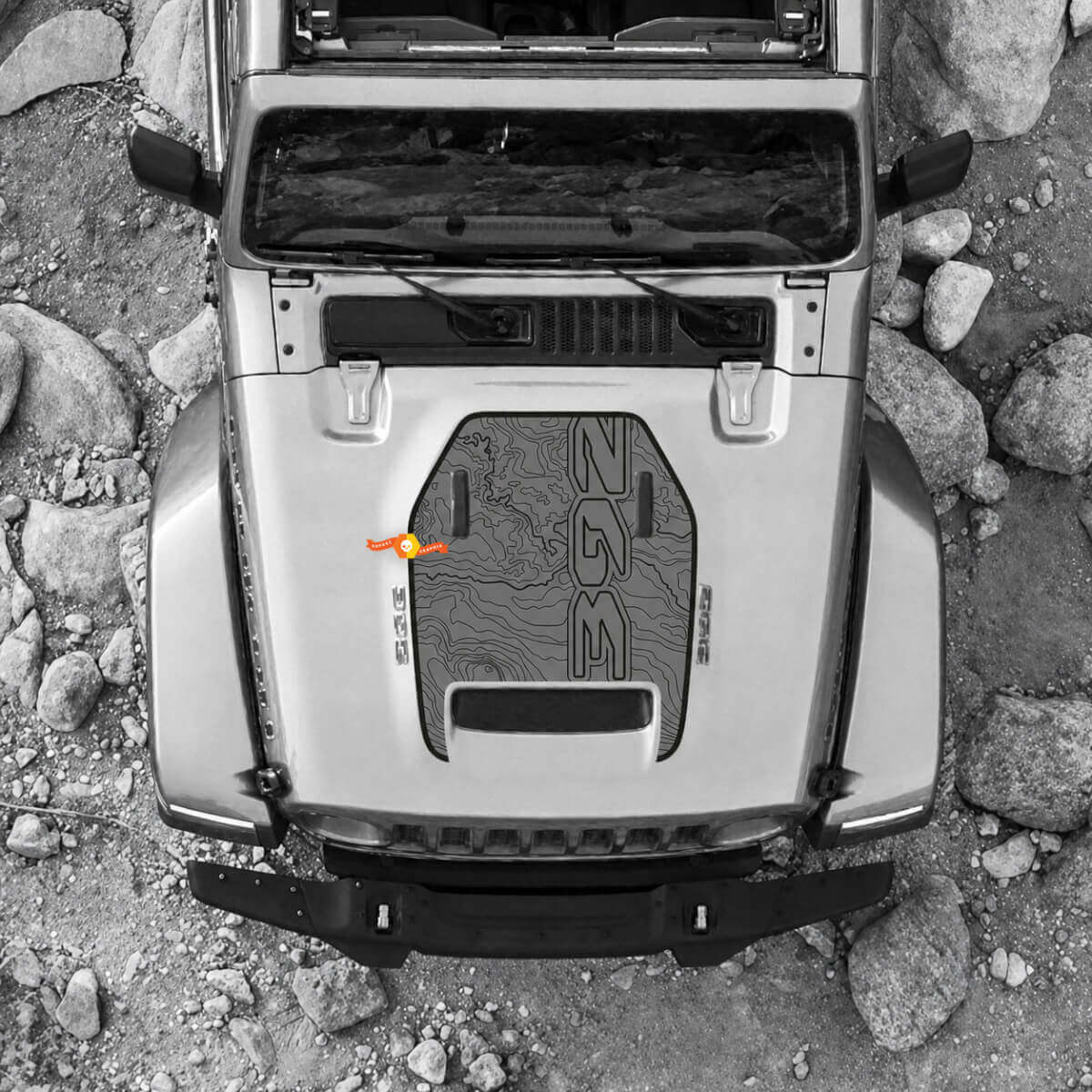 Autocollant vinyle d'aération de capot carte topographique 392 pour Jeep Wrangler