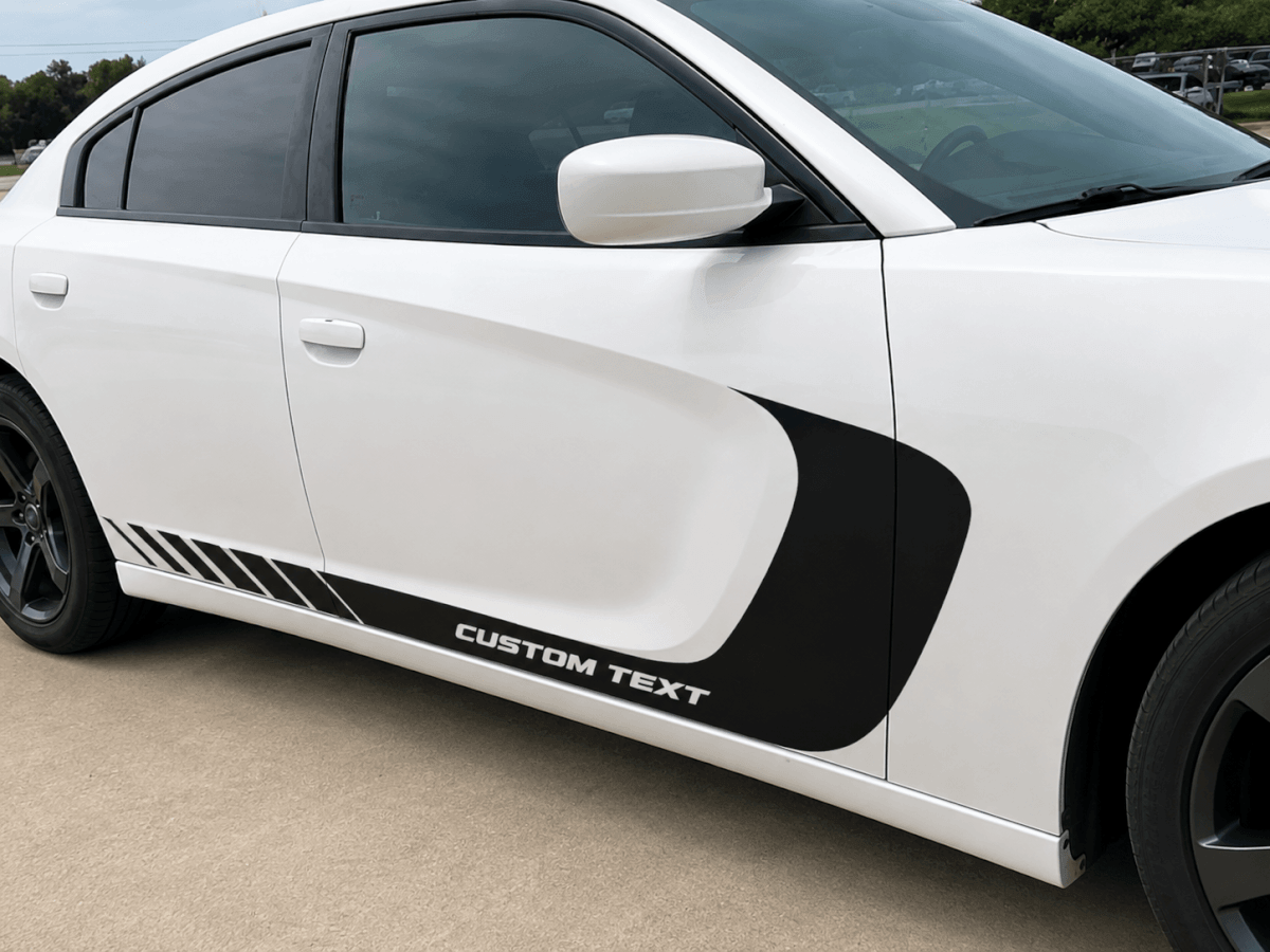 Autocollant vinyle graphique bande latérale personnalisée avec texte personnalisé pour berline sport 4 portes pour Dodge Charger
