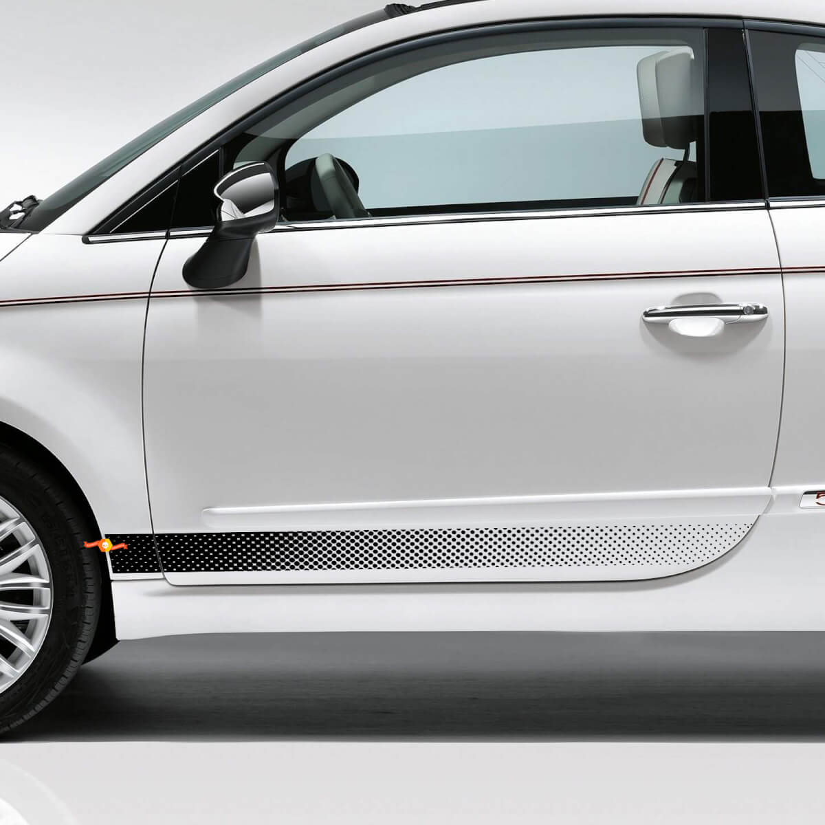 Autocollant en vinyle à rayures latérales de style perforé pour Fiat 500