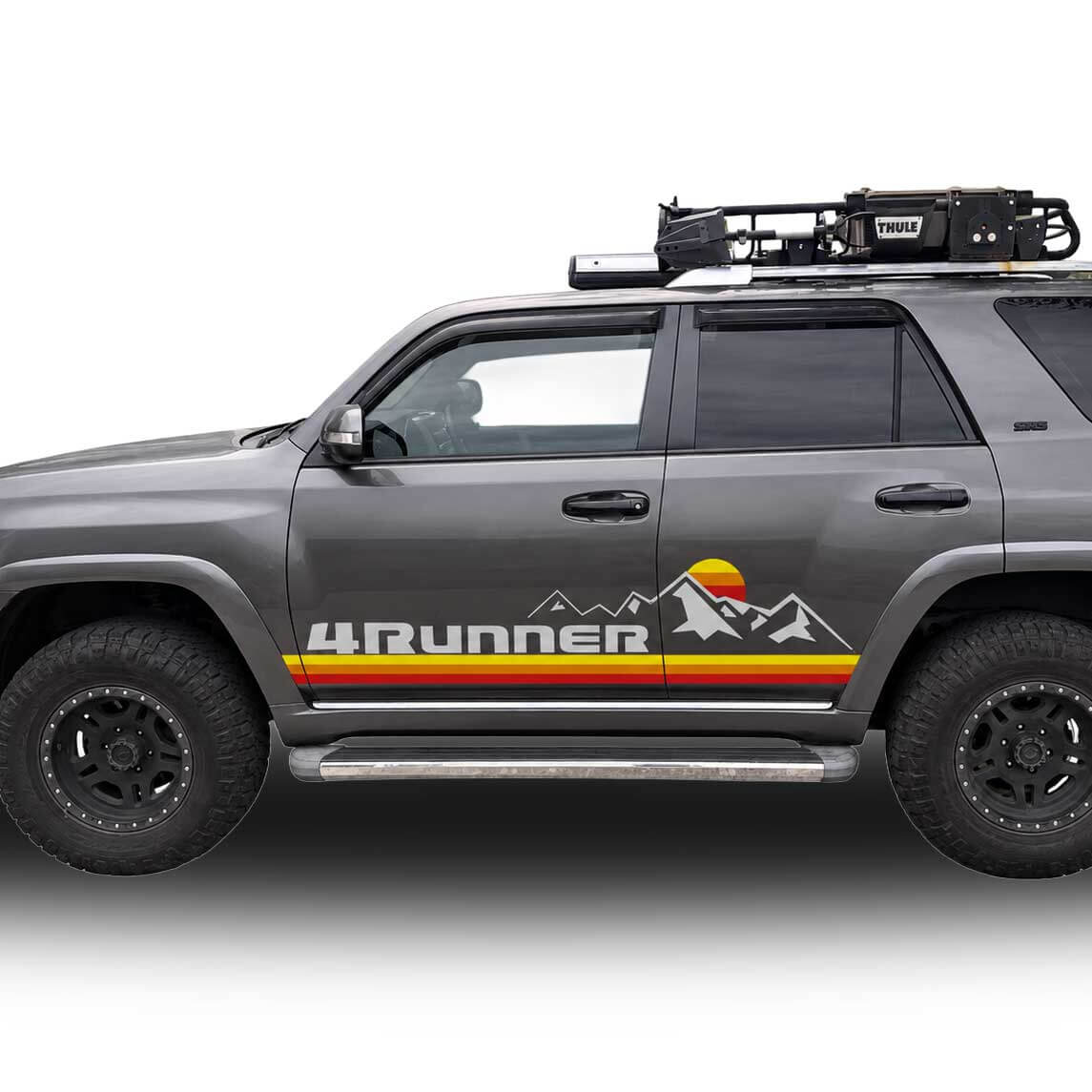 Autocollant Vinyle Latéral à Rayures Style Rétro Montagnes pour Toyota 4Runner 2014-2024