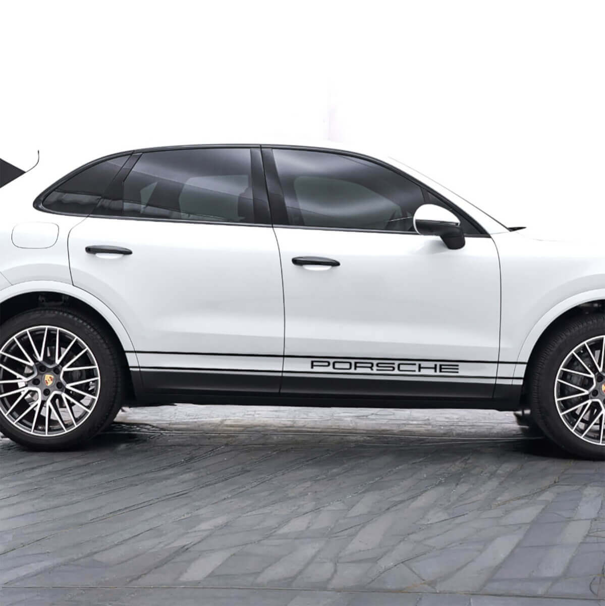 Autocollant vinyle à deux lignes fines PORSCHE pour porte latérale Porsche Cayenne