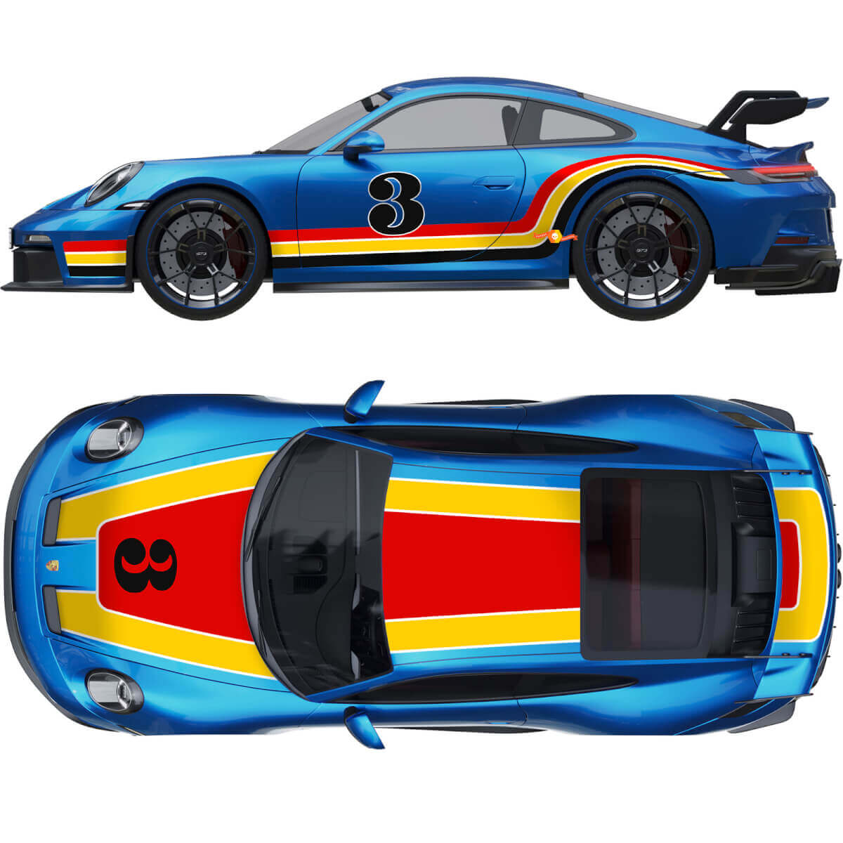 Kit complet d'autocollants en vinyle style course pour Porsche 911 GT3 RS