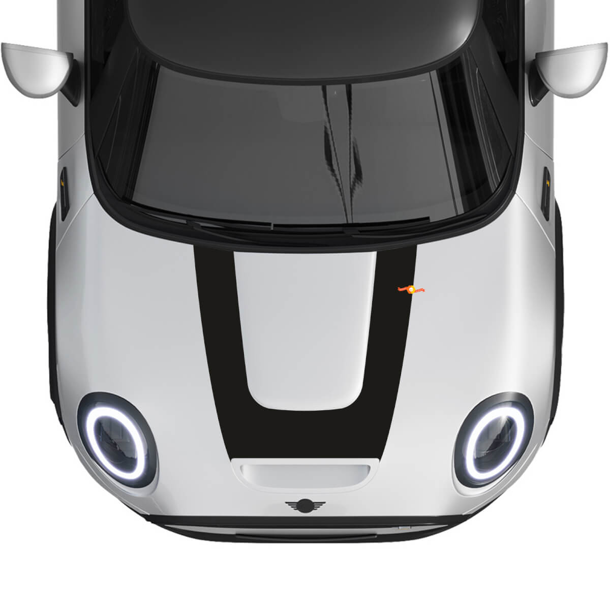 Autocollant vinyle bande rallye en U pour capot MINI Cooper S 2022-2024