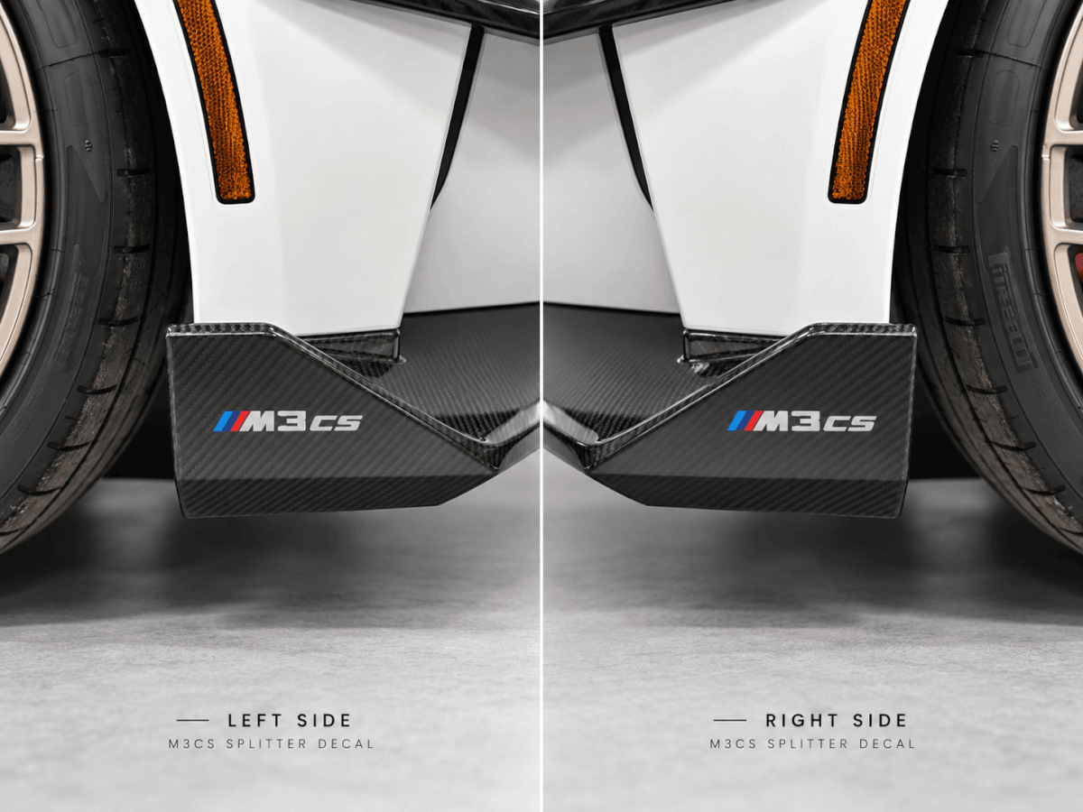 Jeu de 2 Autocollants Décoratifs Latéraux de Diviseur de Pare-chocs Avant pour BMW M3 CS