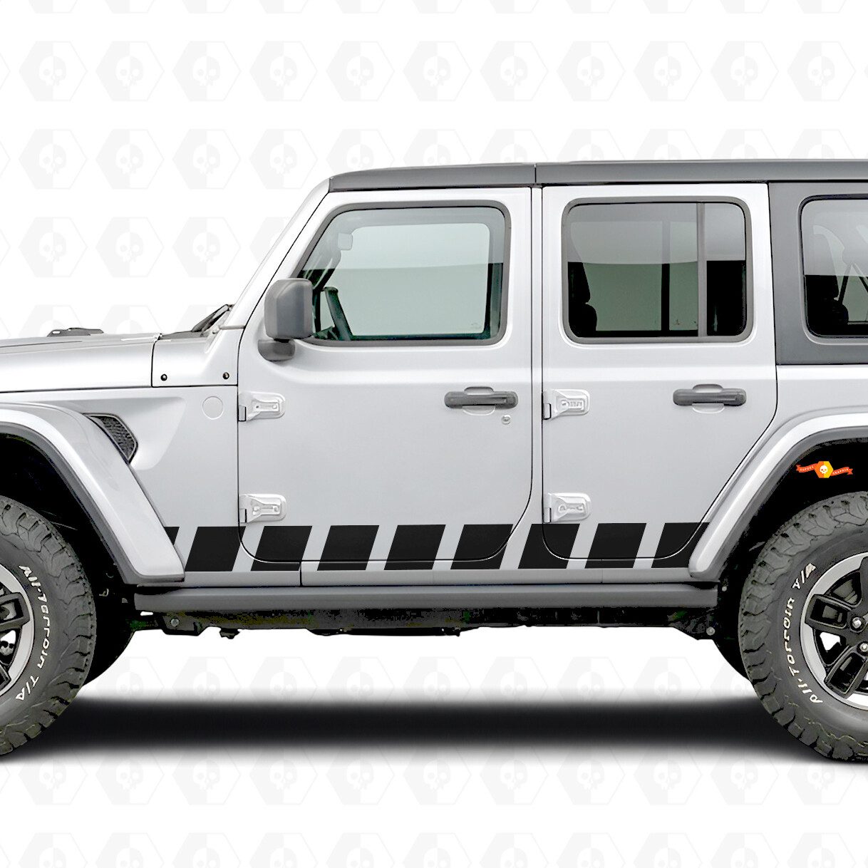 Autocollant Vinyle Latéral à Rayures Style Bloc pour Jeep Wrangler 2018-2027