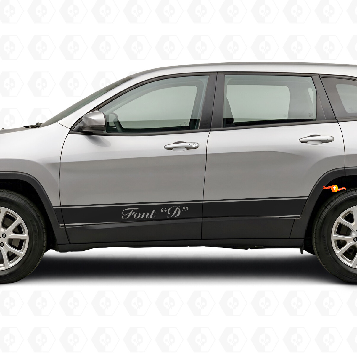Autocollant Vinyle Décalque Latéral avec Bandes de Contour Personnalisées pour Jeep Cherokee 2014-2023