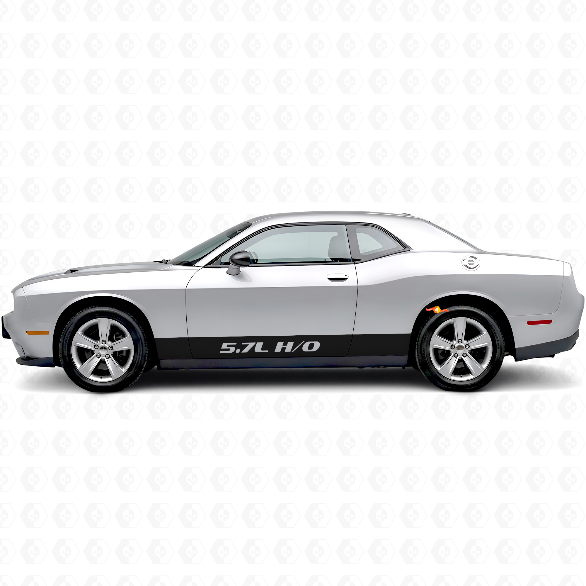 Autocollant vinyle bandes droites H/O 5,7L pour bas de caisse Dodge Challenger