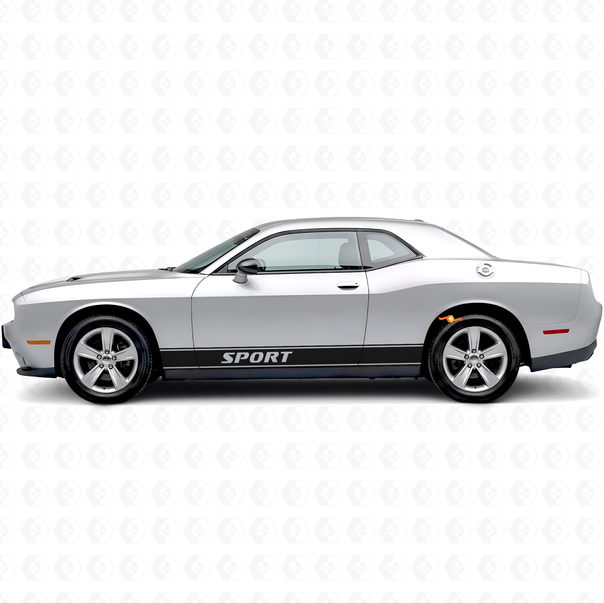 Autocollant vinyl latéral à bandes de contour sport pour Dodge Challenger