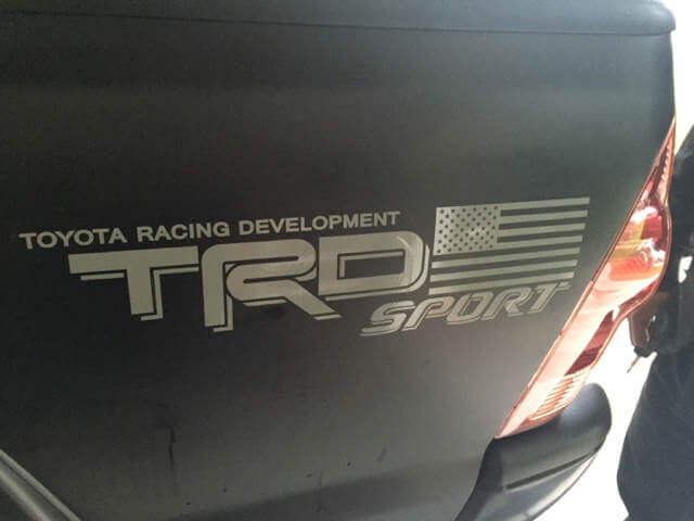 Paire d'autocollants latéraux en vinyle drapeau USA TRD Sport pour Toyota Tacoma