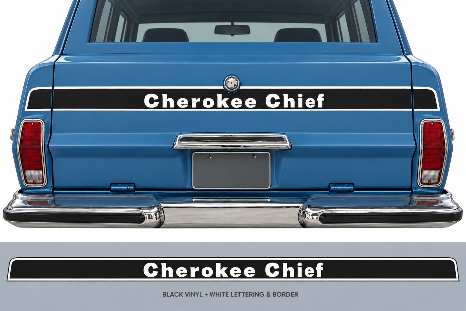 Kit d'autocollants vinyle bande arrière hayon Cherokee Chief pour Jeep Cherokee 1978