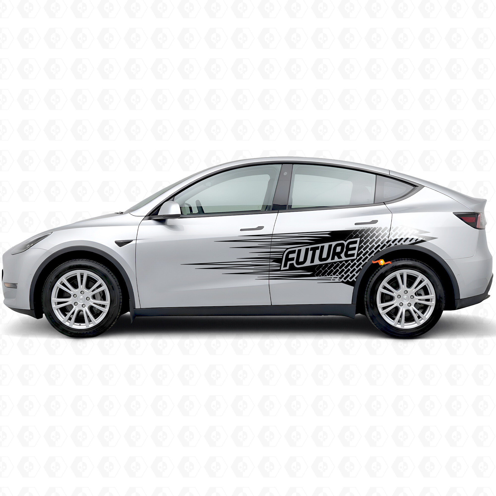Autocollant vinyle latéral lettrage "Future" style électro pour Tesla Model Y