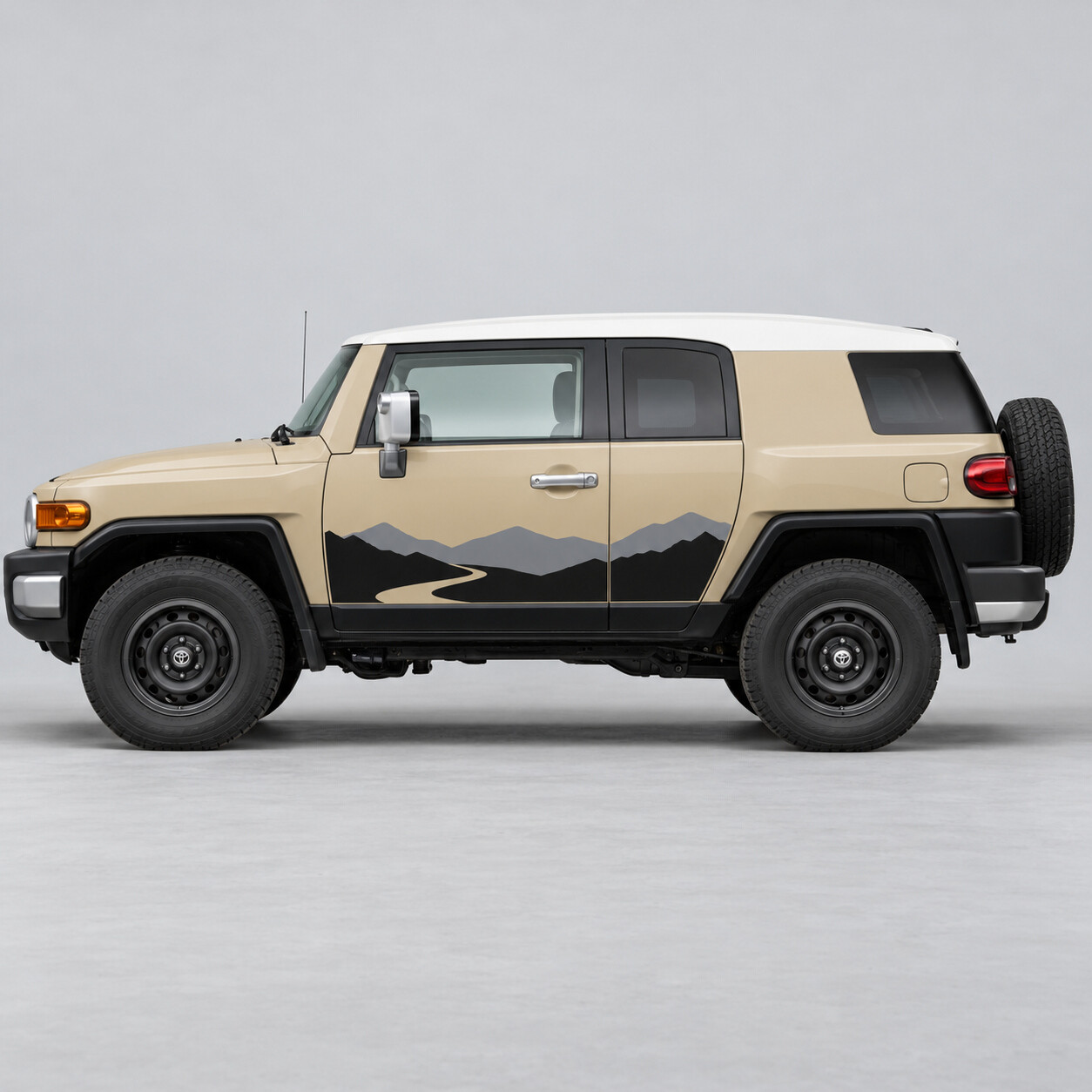 Autocollant en vinyle Porte latérale Montagnes Alpine Pass pour Toyota FJ Cruiser