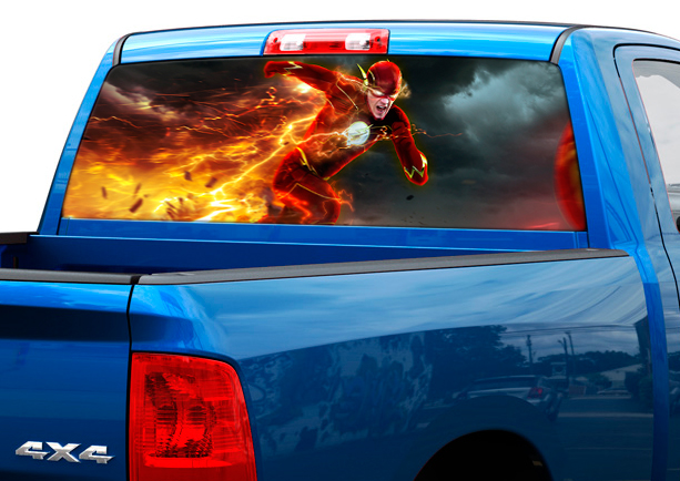 Autocollant arrière en vinyle Flash DC Comics pour pick-up et SUV