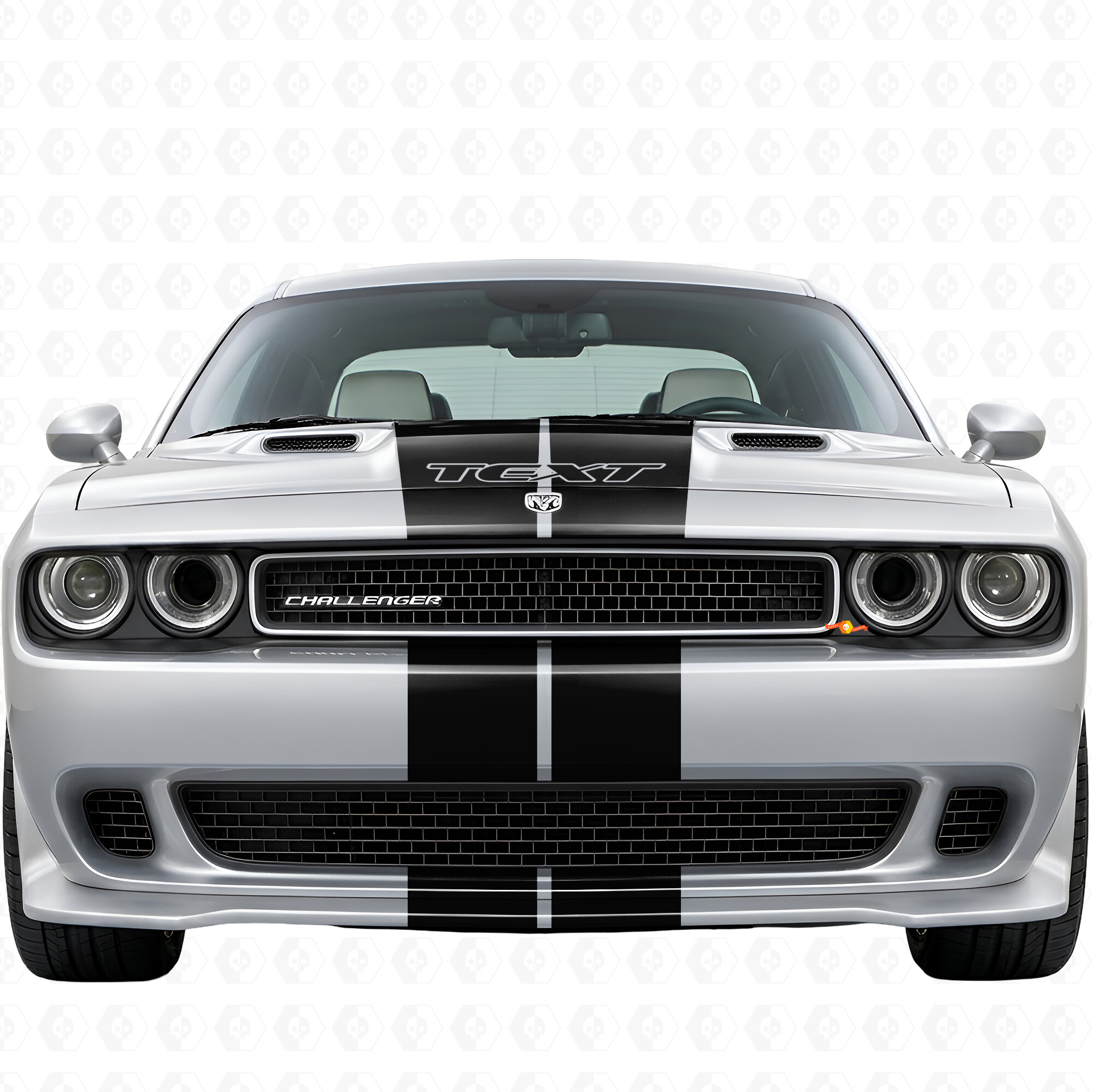 Kit complet d'autocollants vinyle à bandes doubles avec texte personnalisé pour Dodge Challenger 2008-2014