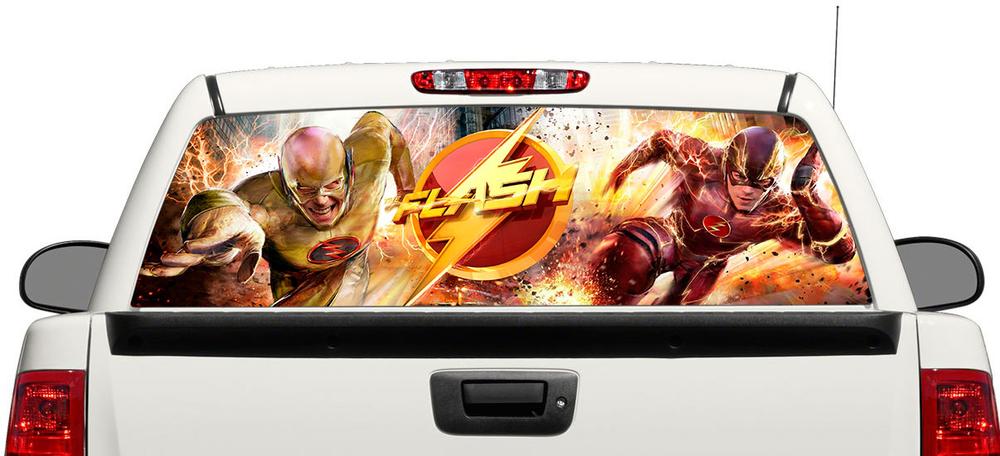 Autocollant en vinyle Flash & Reverse-Flash DC Comics pour lunette arrière de camion