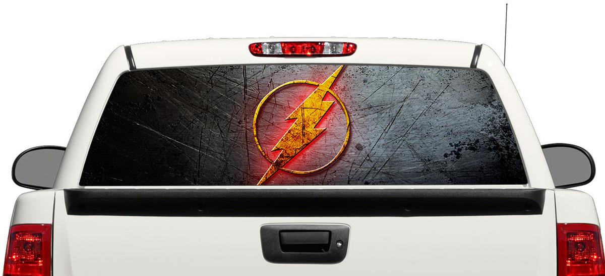 Autocollant en vinyle Flash Logo DC Comics pour vitre arrière de pick-up et SUV