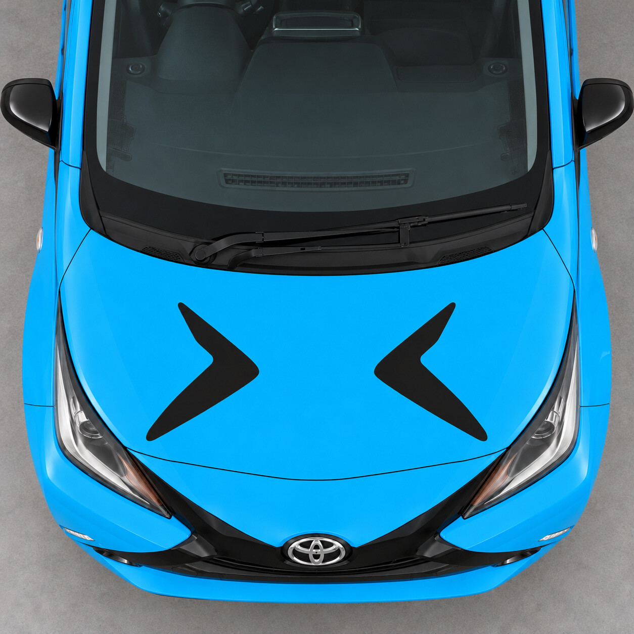 Autocollant Vinyle Capot Boomerangs Opposés pour Toyota Aygo AB40 2014-2018 Pré-Facelift