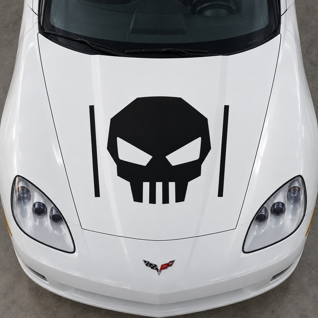 Décalque Autocollant Vinyle Capot Coupé Standard Outrigger Crâne pour Chevrolet Corvette C6 2005-2013