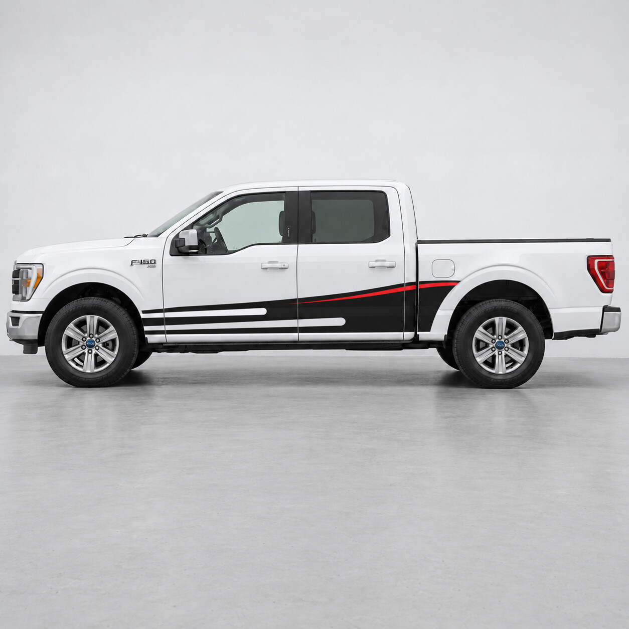 Autocollant en vinyle latéral Speed Sail XLT SuperCrew 5,5 pieds pour Ford F-150 2024