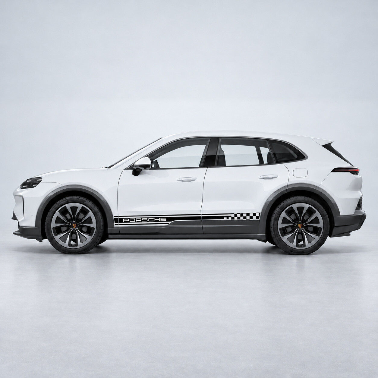 Décalcomanie adhésive latérale à rayures à damier de marque pour Porsche Cayenne électrique