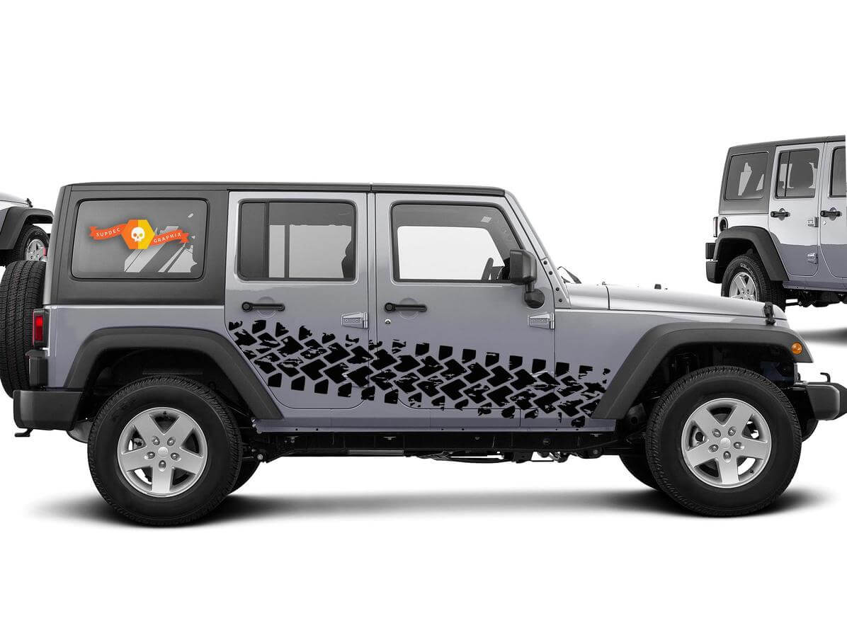 Autocollant vinyle latéral bandes de trace de pneu pour Jeep Wrangler