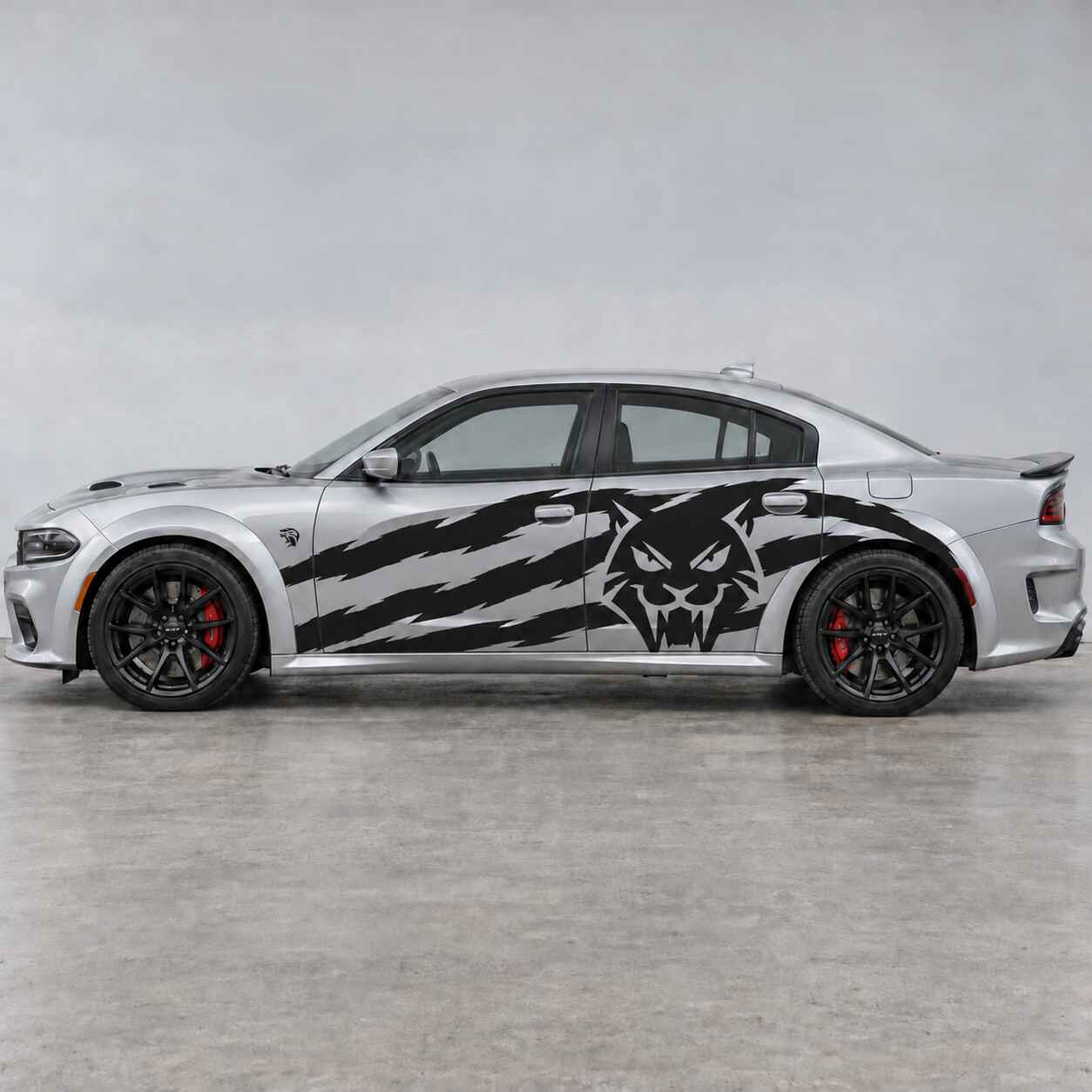Autocollant vinyle latéral large frontal Cat Rake pour Dodge Charger 2023