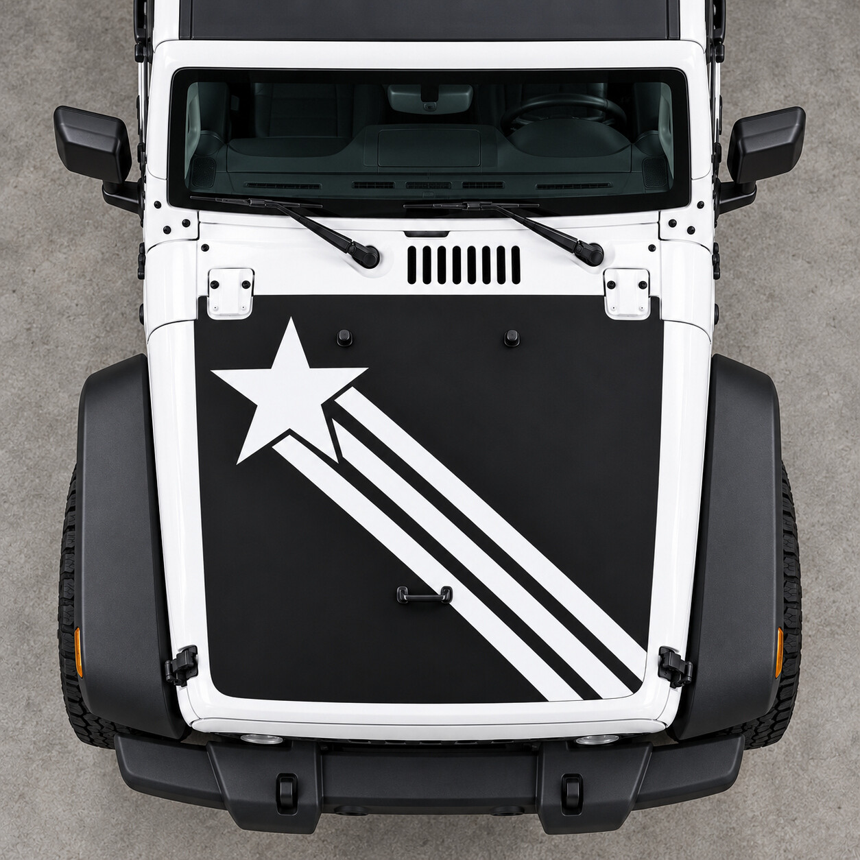 Autocollant en vinyle Star Trail pour capot Jeep Wrangler 2014
