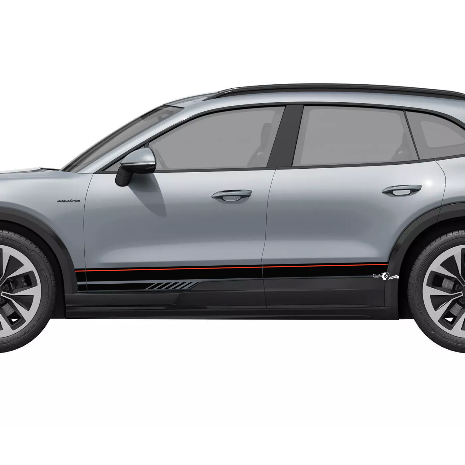 Autocollant Vinyle Bande d’Accent Style Rallye Bas de Caisse pour Porsche Cayenne Électrique