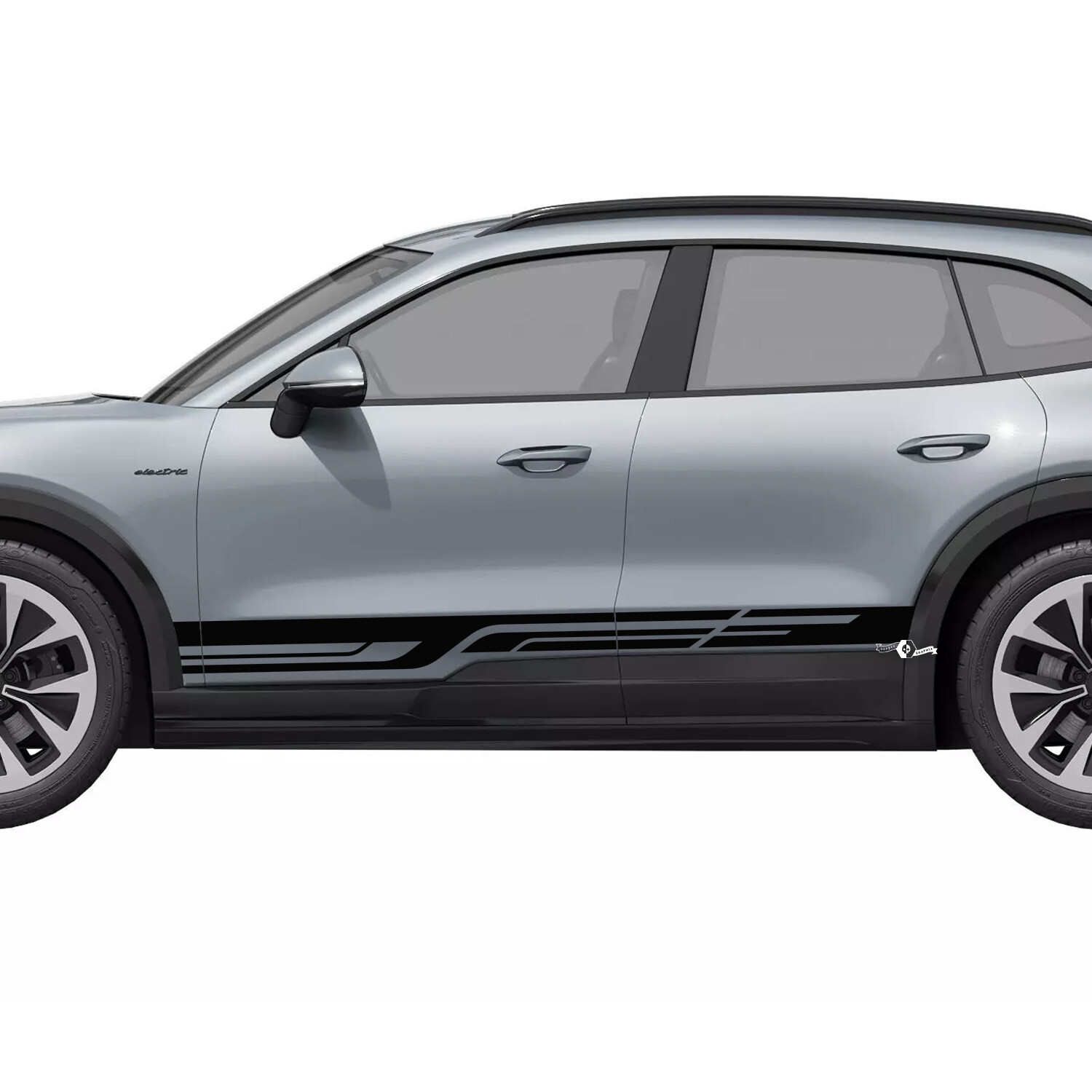 Autocollant vinyle à bandes géométriques pour bas de caisse Porsche Cayenne électrique