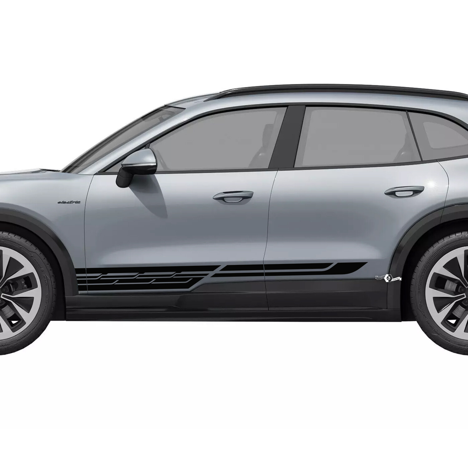 Autocollant en vinyle bande de style techno pour bas de caisse Porsche Cayenne électrique