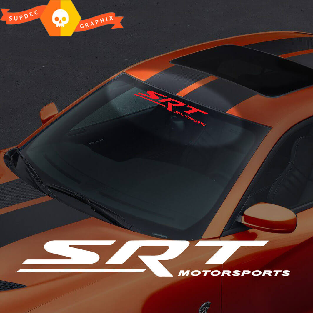 Autocollant Vinyle Bannière Pare-brise SRT Motorsports pour Dodge Challenger Charger