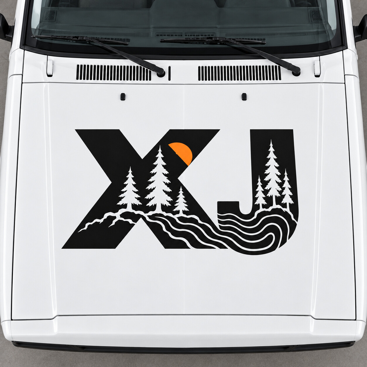 Autocollant vinyle lettrage XJ Sport Forest pour capot Jeep Cherokee 1999
