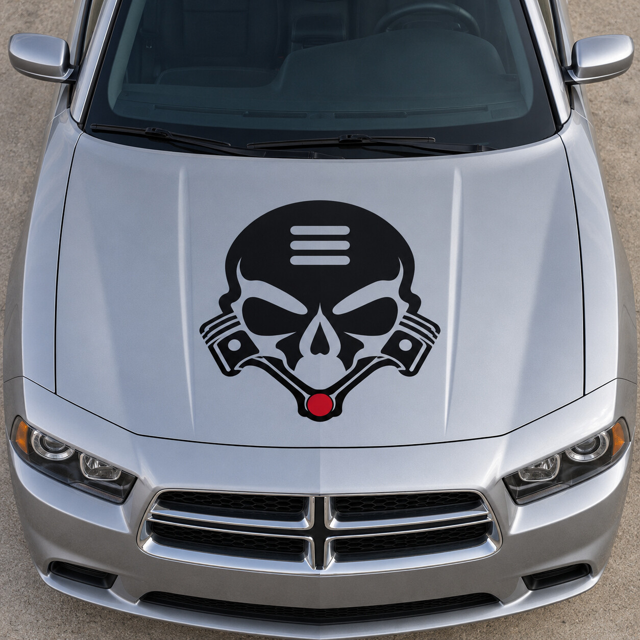 Autocollant Vinyle Capot Piston Skull SE pour Dodge Charger 2014