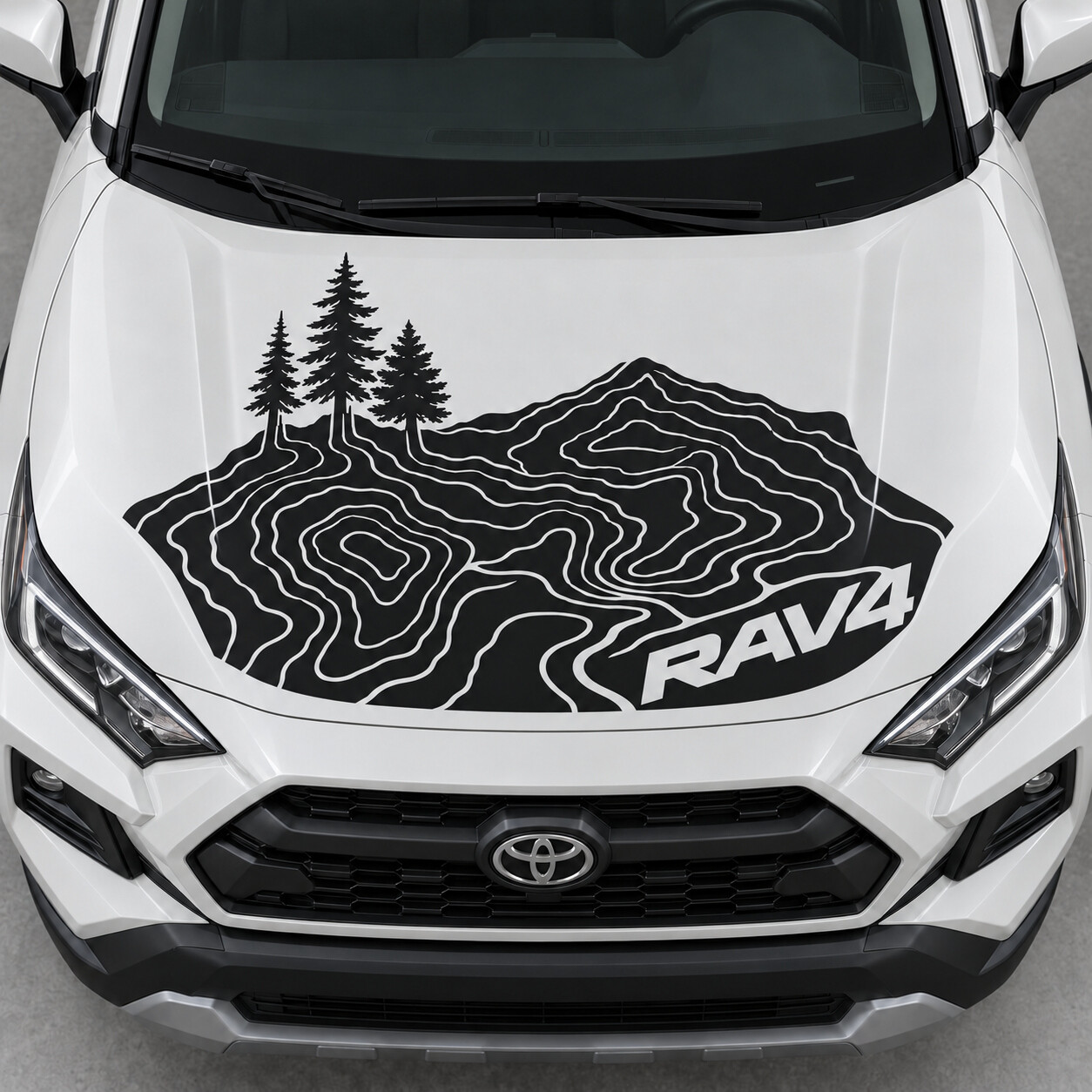 Autocollant en vinyle Forest Relief Adventure Hood pour Toyota RAV4 2019